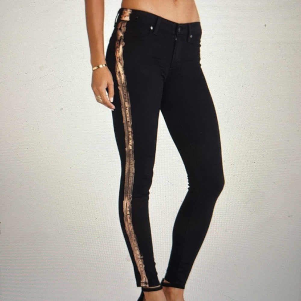 Paige Denim Verdugo Ultra Skinny Black Jeans w/ Copper Metallic Detail Sz. 27